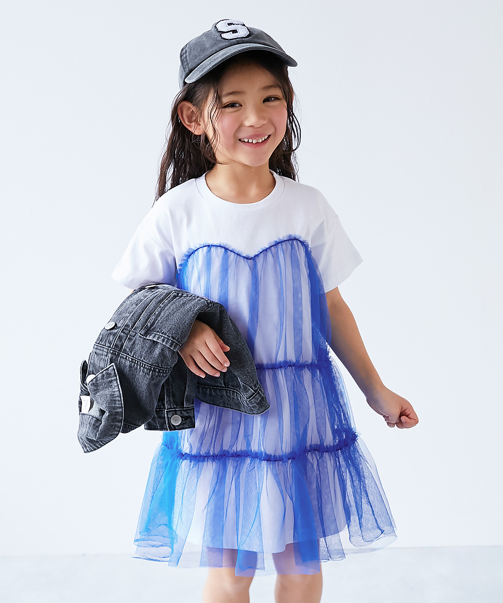 半袖ワンピース ワンピース ふんわり チュールドッキングワンピース キッズ 子供服 女の子  デビロック devirock 25ss_ガールズトレンド | devirock | 03