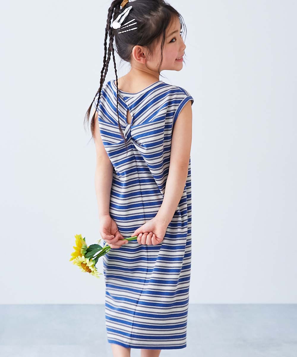 半袖ワンピース ワンピース マルチボーダー リブワンピース キッズ 子供服 女の子  デビロック devirock | devirock | 01