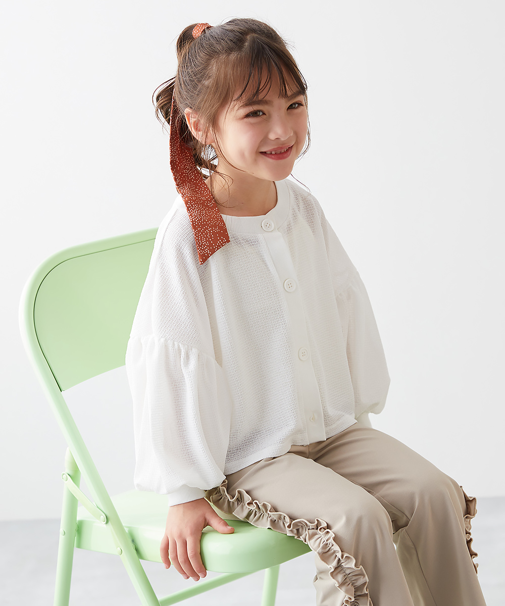 カーディガン トップス ガールズ ふわそで シアーカーディガン キッズ 子供服 女の子  デビロック devirock | devirock | 01