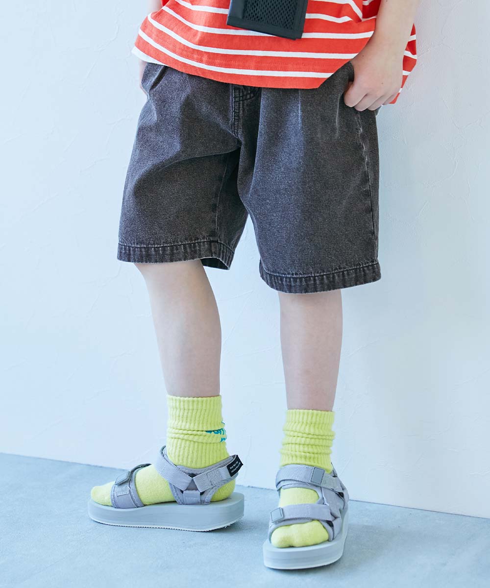 ハーフパンツ ショートパンツ ボトムス ライトオンスデニム ケミカルウォッシュ ハーフパンツ キッズ 子供服 男の子 女の子 デビロック devirock 爆買 | devirock | 01