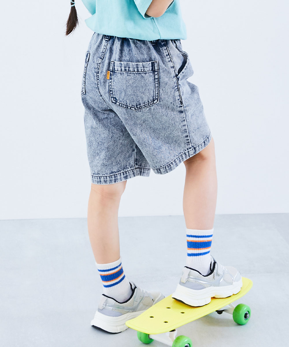 ハーフパンツ ショートパンツ ボトムス ライトオンスデニム ケミカルウォッシュ ハーフパンツ キッズ 子供服 男の子 女の子 デビロック devirock 爆買 | devirock | 02