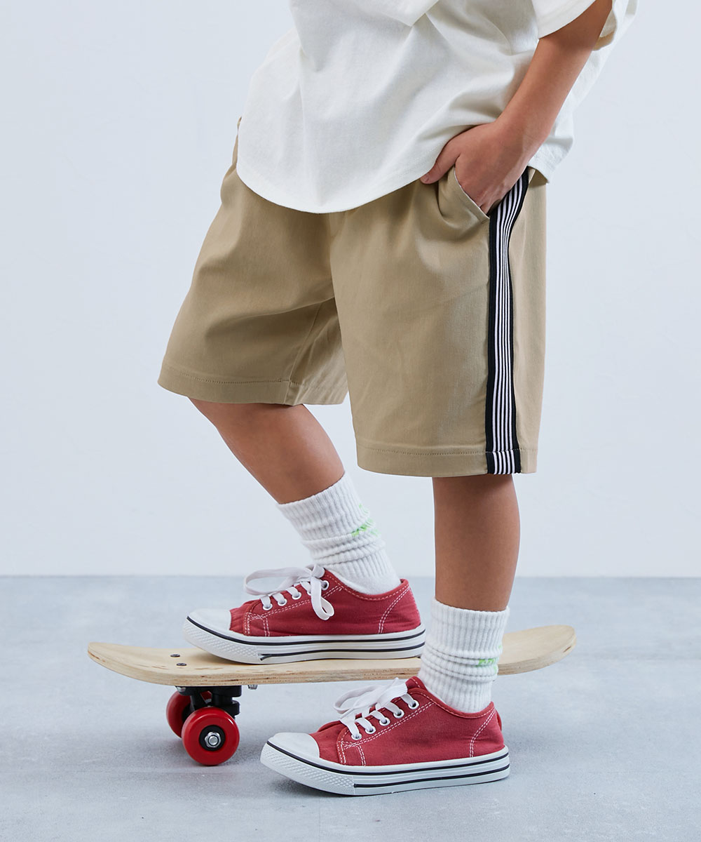 ハーフパンツ ショートパンツ ボトムス よくばりストレッチ ツイル ラインハーフパンツ キッズ 子供服 男の子 女の子  デビロック devirock | devirock | 04