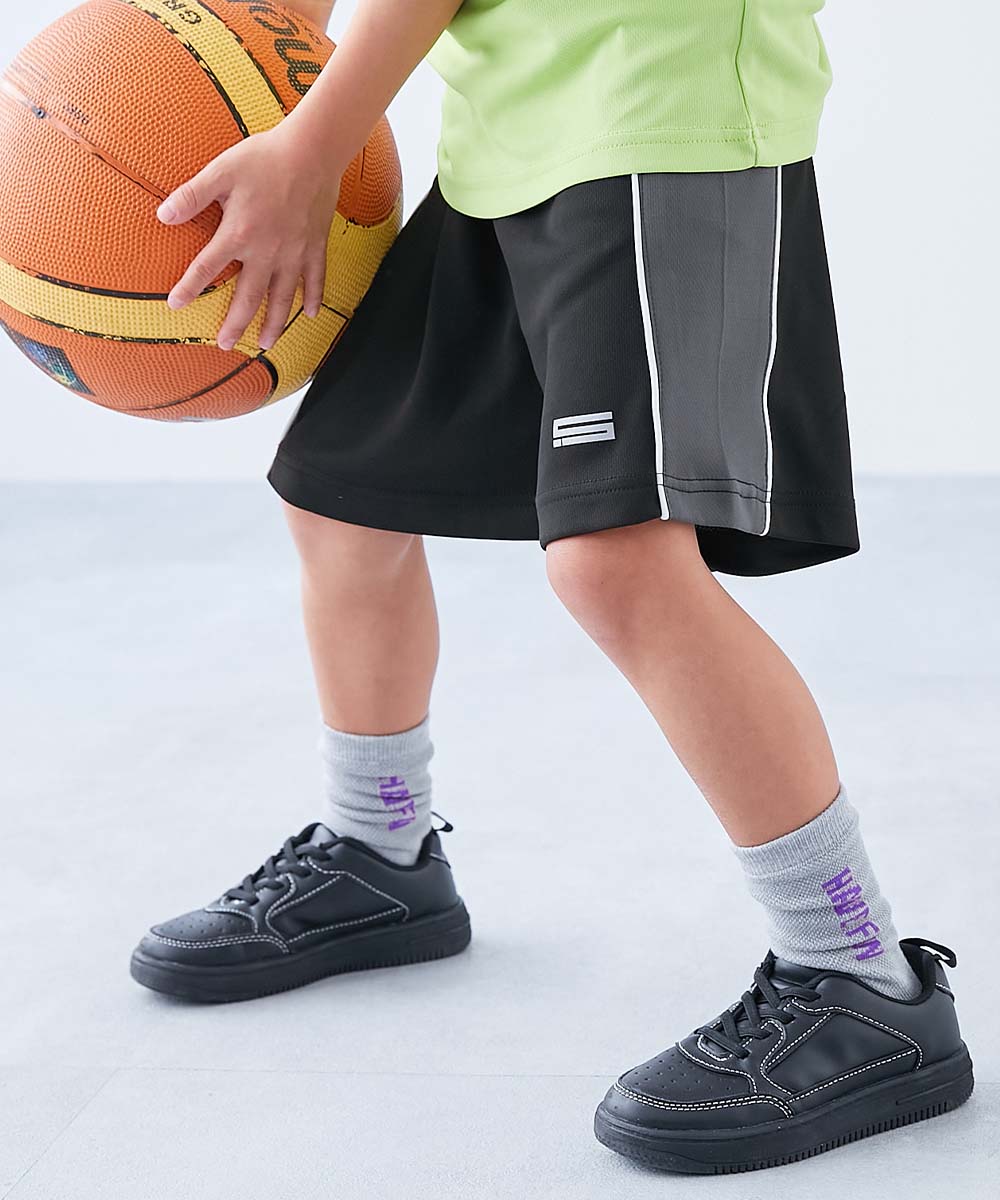 ハーフパンツ ショートパンツ ボトムス 速乾 サラっとストレッチメッシュ 配色ハーフパンツ キッズ 子供服 男の子 女の子  デビロック devirock | devirock | 01