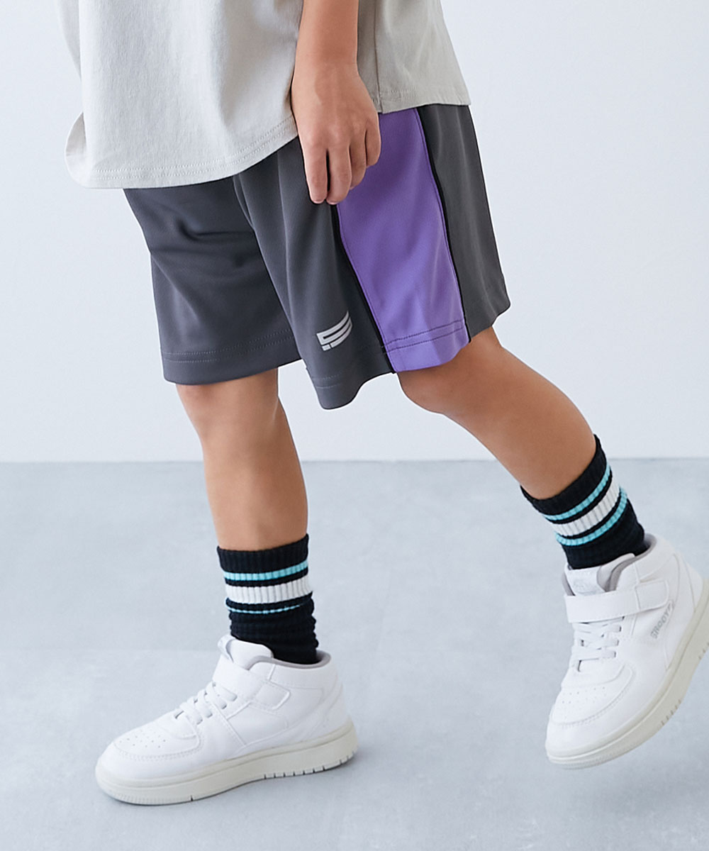 ハーフパンツ ショートパンツ ボトムス 速乾 サラっとストレッチメッシュ 配色ハーフパンツ キッズ 子供服 男の子 女の子  デビロック devirock | devirock | 02
