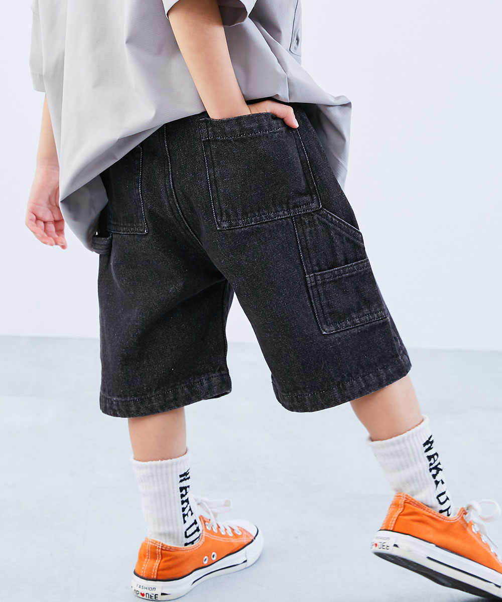 ハーフパンツ ショートパンツ ボトムス ルーズシルエット デニム ペインターハーフパンツ キッズ 子供服 男の子 女の子  デビロック devirock | devirock | 01