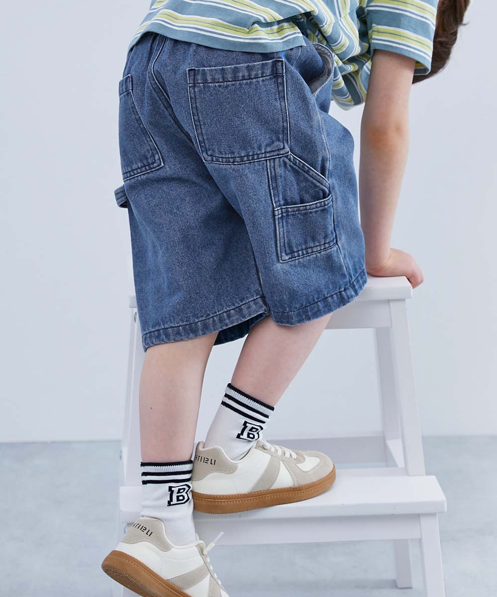 ハーフパンツ ショートパンツ ボトムス ルーズシルエット デニム ペインターハーフパンツ キッズ 子供服 男の子 女の子  デビロック devirock | devirock | 02