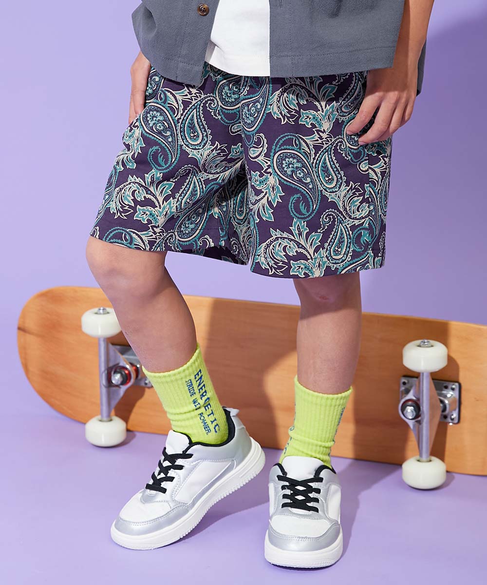 半ズボン 短パン ウエストゴム ハーフパンツ ショートパンツ ボトムス デザインいろいろ 無地ワンポイント＆総柄 ミニ裏毛ハーフパンツ   devirock 爆買 | devirock | 07