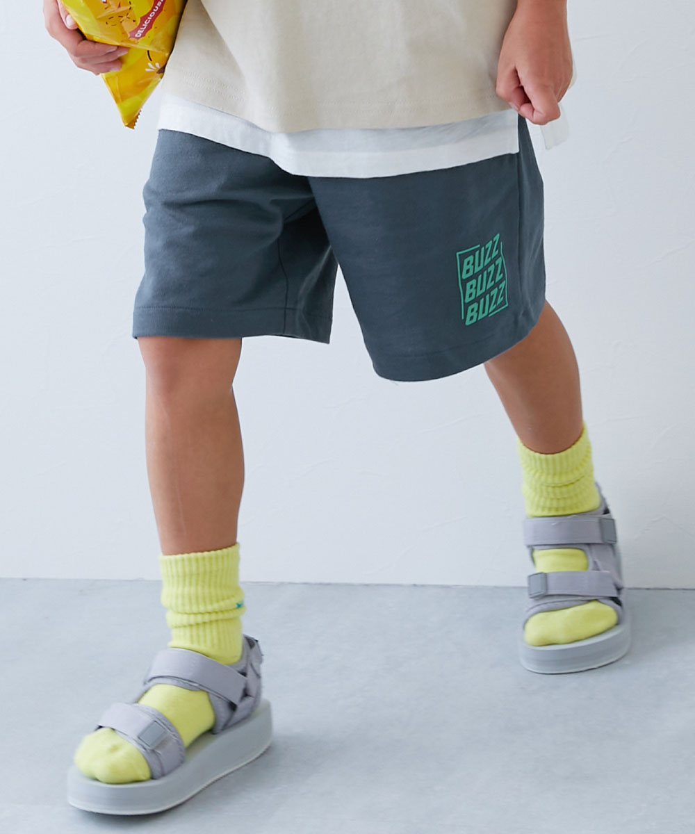 半ズボン 短パン ウエストゴム ハーフパンツ ショートパンツ ボトムス デザインいろいろ 無地ワンポイント＆総柄 ミニ裏毛ハーフパンツ   devirock 爆買 | devirock | 18
