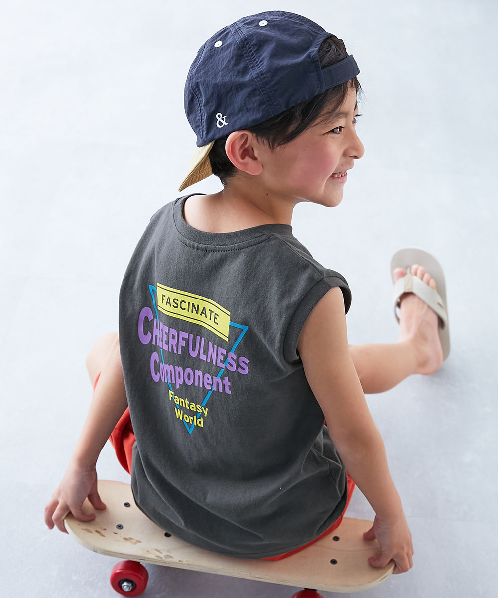 ノースリーブ トップス タンクトップ 綿100％ デビラボ BIGシルエット プリントタンクトップ キッズ 子供服 男の子 女の子  デビロック devirock | devirock | 07