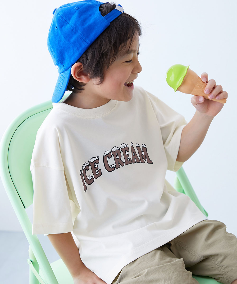 Tシャツ トップス 【ひやシャリ】接触冷感 デビラボ BIGシルエット プリント半袖Tシャツ キッズ ベビー服 子供服 男の子 女の子  デビロック devirock | devirock | 01