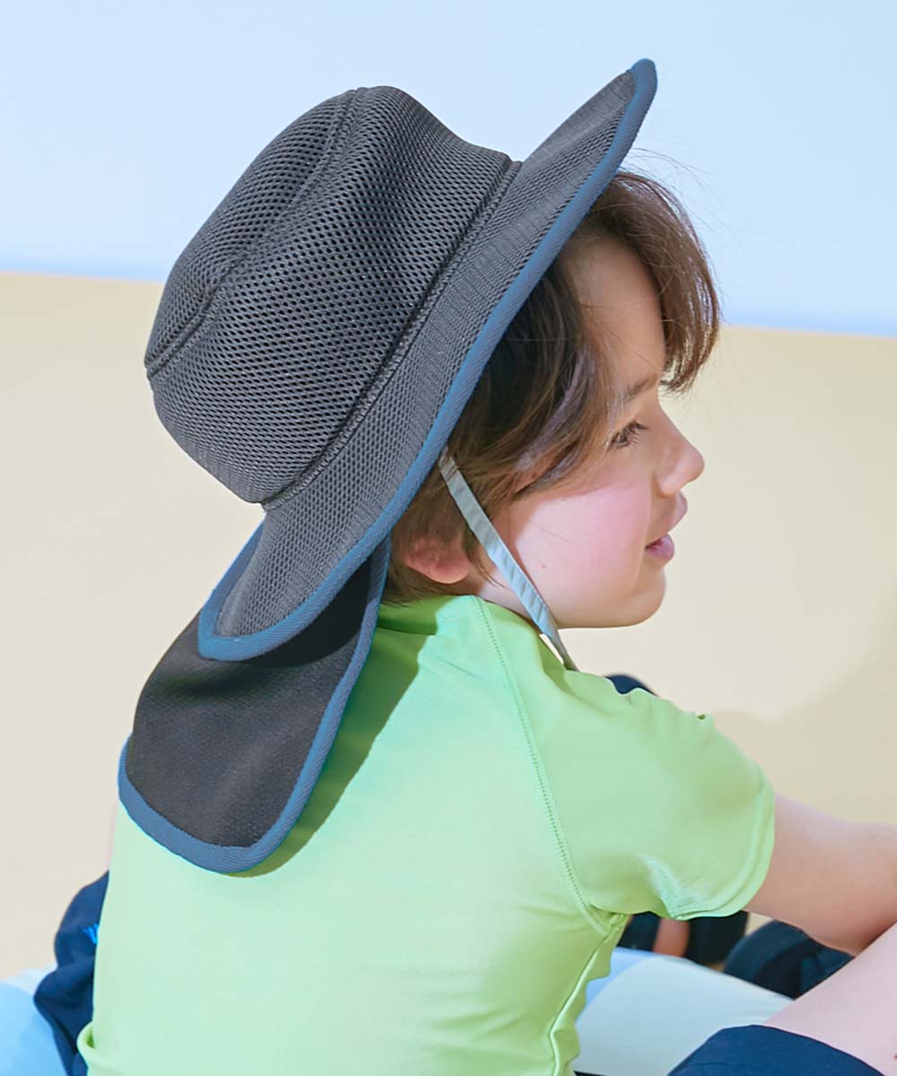 帽子 ハット 気化熱のチカラでひんやり UVカット 保冷剤も入れられる日よけ付き ハット キッズ 子供服 男の子 女の子  デビロック devirock | devirock | 01