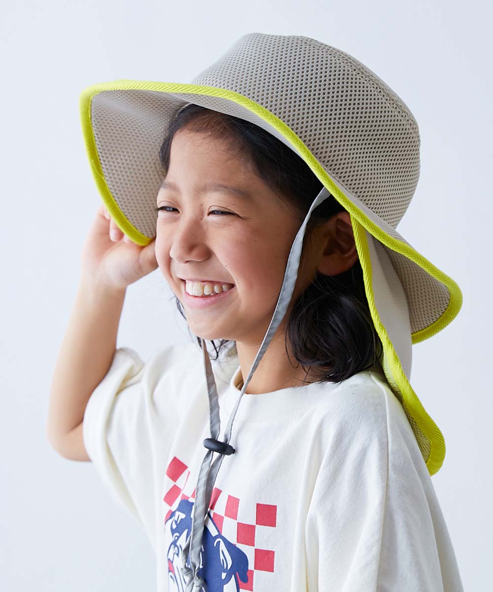 帽子 ハット 気化熱のチカラでひんやり UVカット 保冷剤も入れられる日よけ付き ハット キッズ 子供服 男の子 女の子  デビロック devirock | devirock | 02