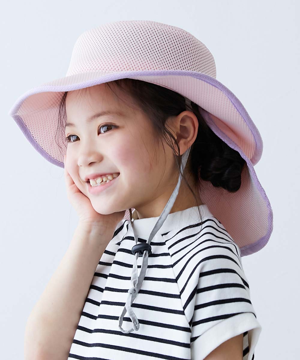 帽子 ハット 気化熱のチカラでひんやり UVカット 保冷剤も入れられる日よけ付き ハット キッズ 子供服 男の子 女の子  デビロック devirock | devirock | 03