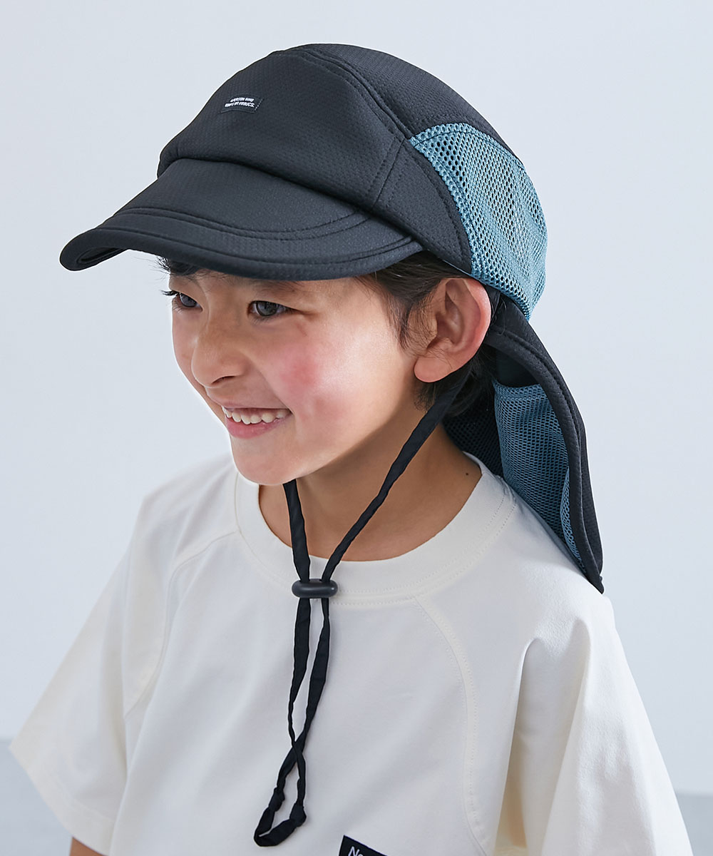 帽子 キャップ 気化熱のチカラでひんやり 保冷剤も入れられる日よけ付き ジェットキャップ キッズ 子供服 男の子 女の子  デビロック devirock | devirock | 01