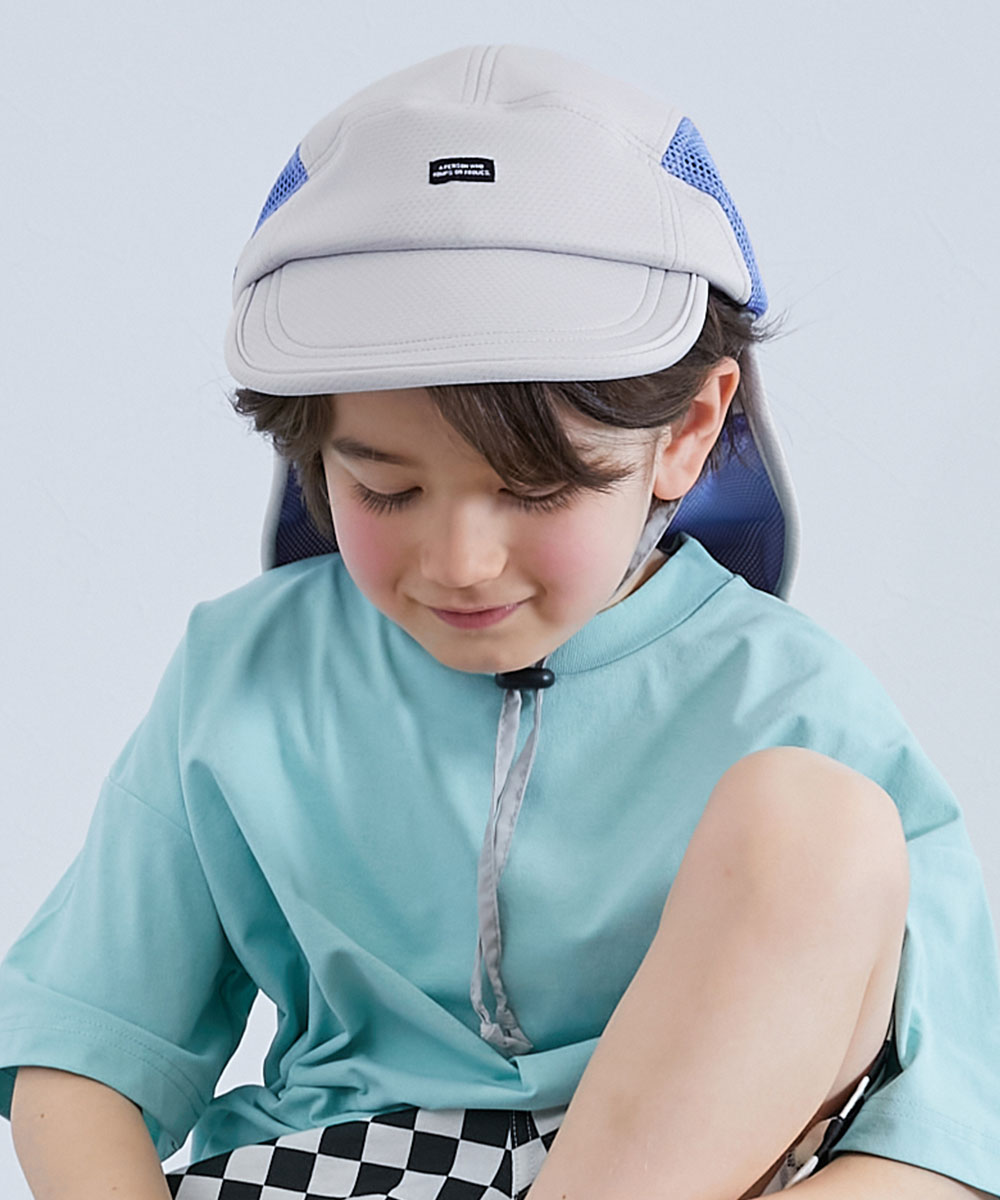 帽子 キャップ 気化熱のチカラでひんやり 保冷剤も入れられる日よけ付き ジェットキャップ キッズ 子供服 男の子 女の子  デビロック devirock | devirock | 03
