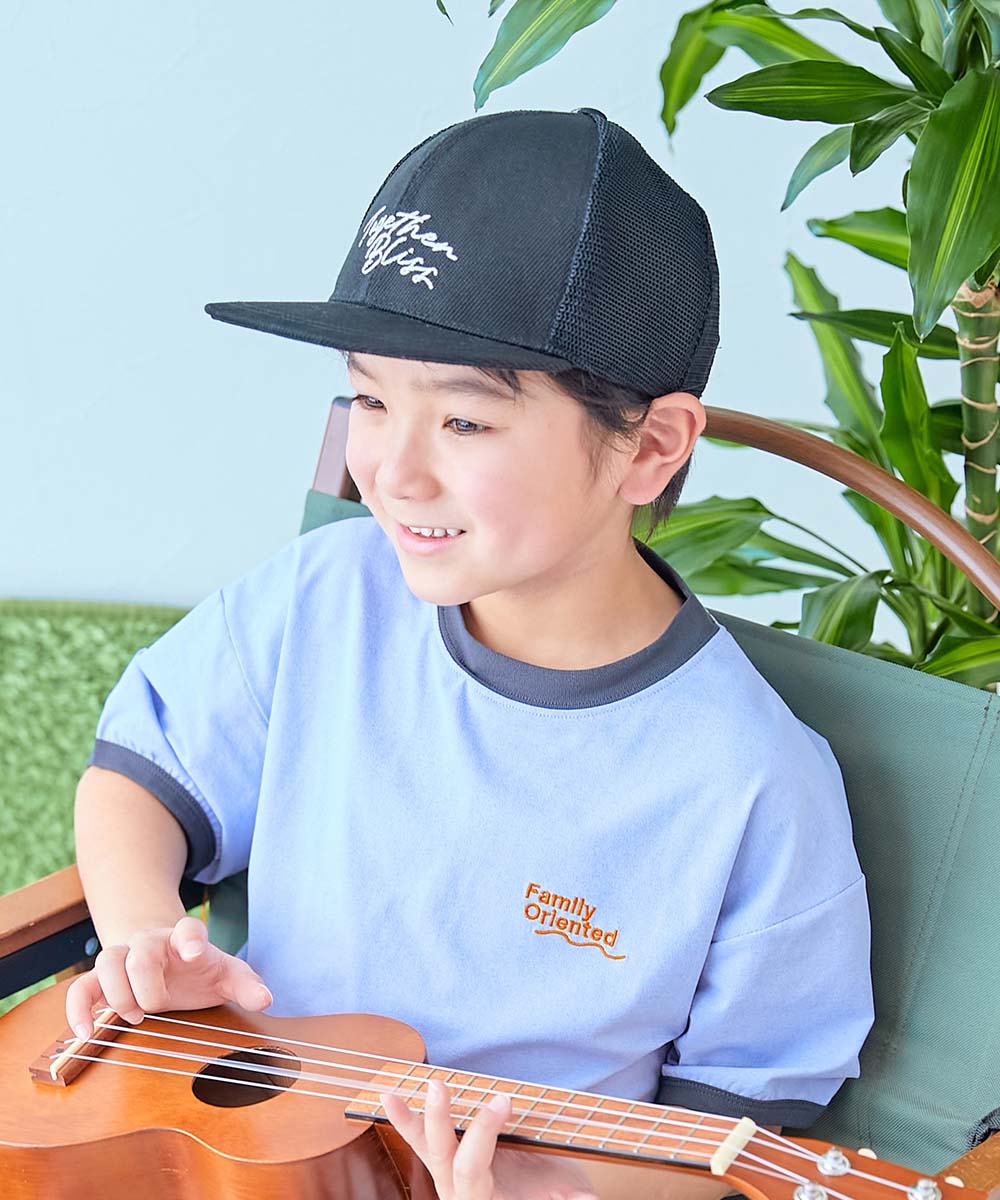 帽子 キャップ 【おーちゃんコラボ】親子で使える フラットバイザー メッシュキャップ キッズ 子供服 男の子 女の子  デビロック devirock | devirock | 02