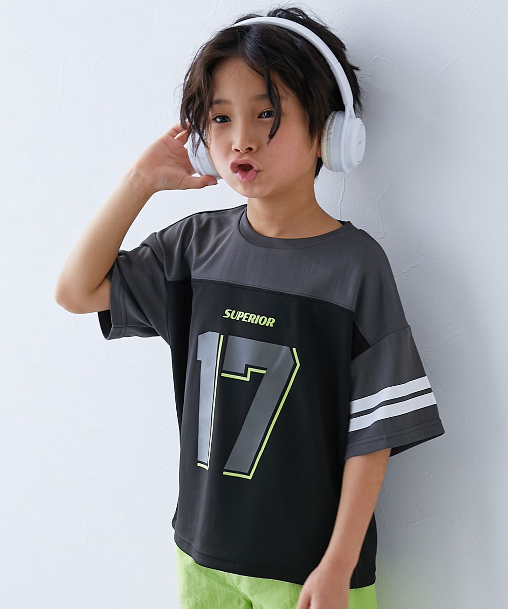 【アウトレット】Tシャツ トップス 速乾 サラっとストレッチメッシュ ナンバリング半袖Tシャツ キッズ 子供服 男の子 女の子  デビロック devirock | devirock | 01
