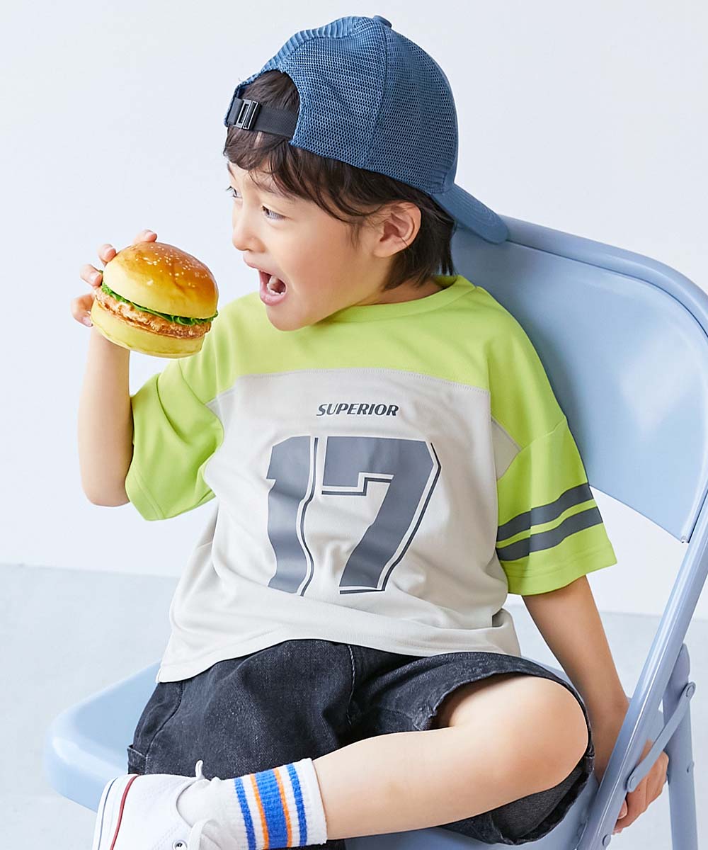 【アウトレット】Tシャツ トップス 速乾 サラっとストレッチメッシュ ナンバリング半袖Tシャツ キッズ 子供服 男の子 女の子  デビロック devirock | devirock | 03