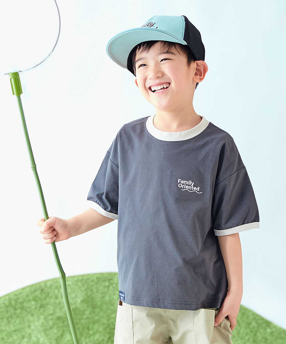 Tシャツ トップス 【おーちゃんコラボ】蚊をよせつけにくい 防蚊 リンガー半袖Ｔシャツ キッズ 子供服 男の子 女の子  デビロック devirock | devirock | 02