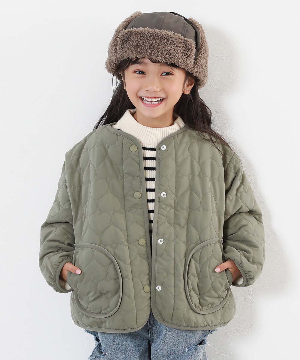 ダウンジャケット コート アウター ジャケット 洗える ハートキルティング 裏あったかボアジャケット キッズ 子供服 女の子  デビロック devirock | devirock | 03