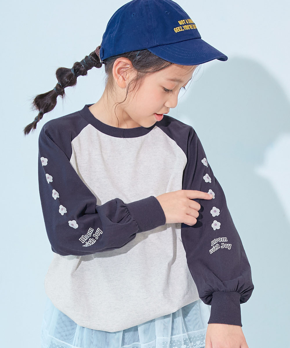 コットン オーバーサイズ ロンT 綿100％ デビラボ ガールズ 袖プリント BIGシルエット ラグラン 長袖Ｔシャツ キッズ 子供服 女の子  デビロック devirock | devirock | 13