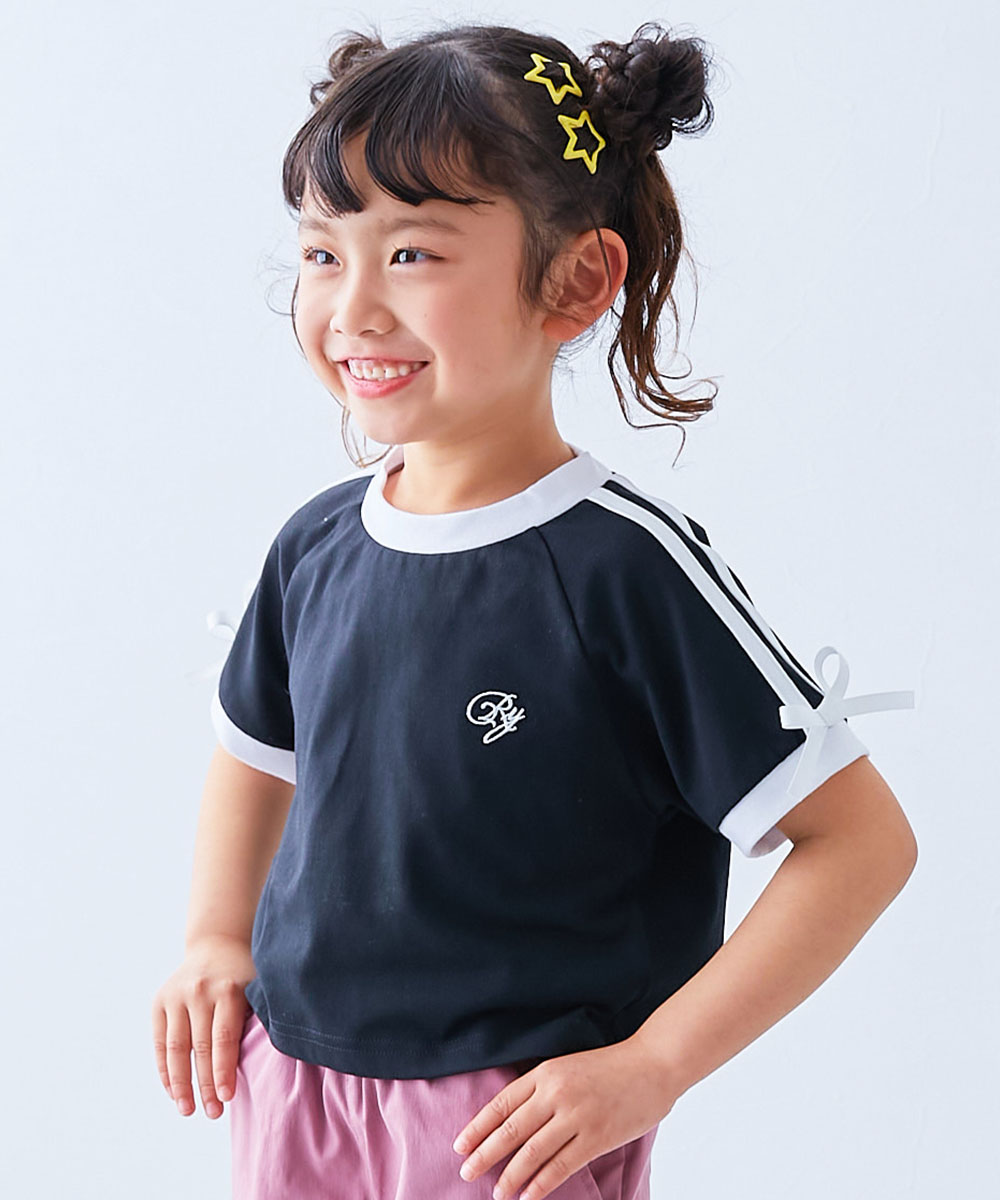 devirock（デビロック） Tシャツ トップス リボン付き サイドライン