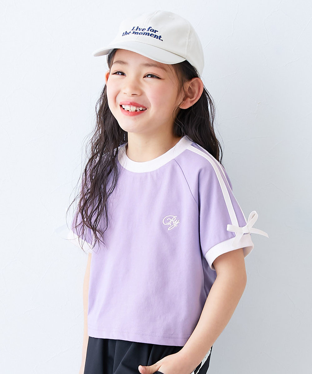 devirock（デビロック） Tシャツ トップス リボン付き サイドライン