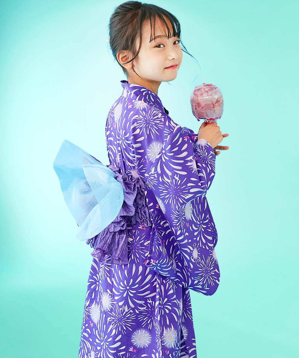 METEYUNDE メテユンデ 浴衣 高島屋購入 ピンク 紫 水玉 ストライプ devirock（デビロック） お祭り 夏祭り 花火大会 綿100％ 作り帯 浴衣