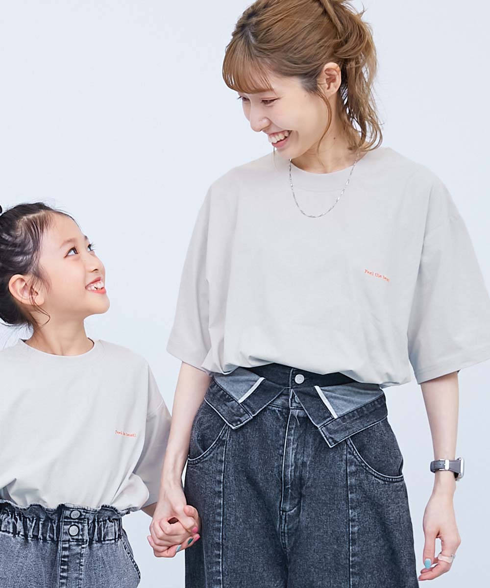 リンクコーデ 親子コーデ おそろい UVカット ロゴ ワンポイント Tシャツ 【イージーウォッシュ】乾燥機OK 防汚 大人 刺繍デザイン 半袖Tシャツ 子供服 devirock | devirock | 02
