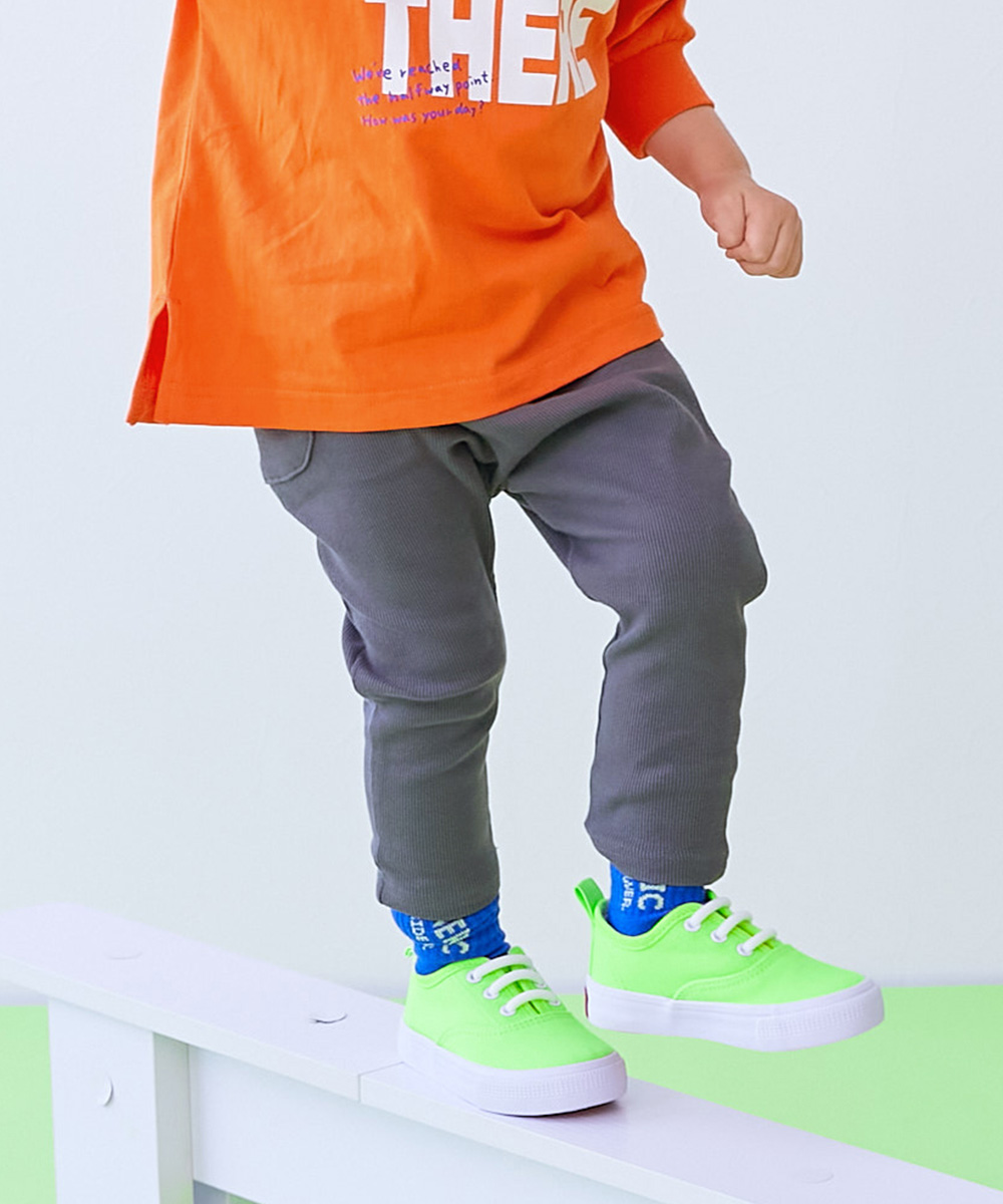 ロングパンツ 長ズボン ボトムス 【EN-JOY】どっちも前だから1人でお着替え カラフル 無地&総柄 リブパンツ キッズ 80cm 90cm 100cm 110cm 120cm 130cm | devirock | 04