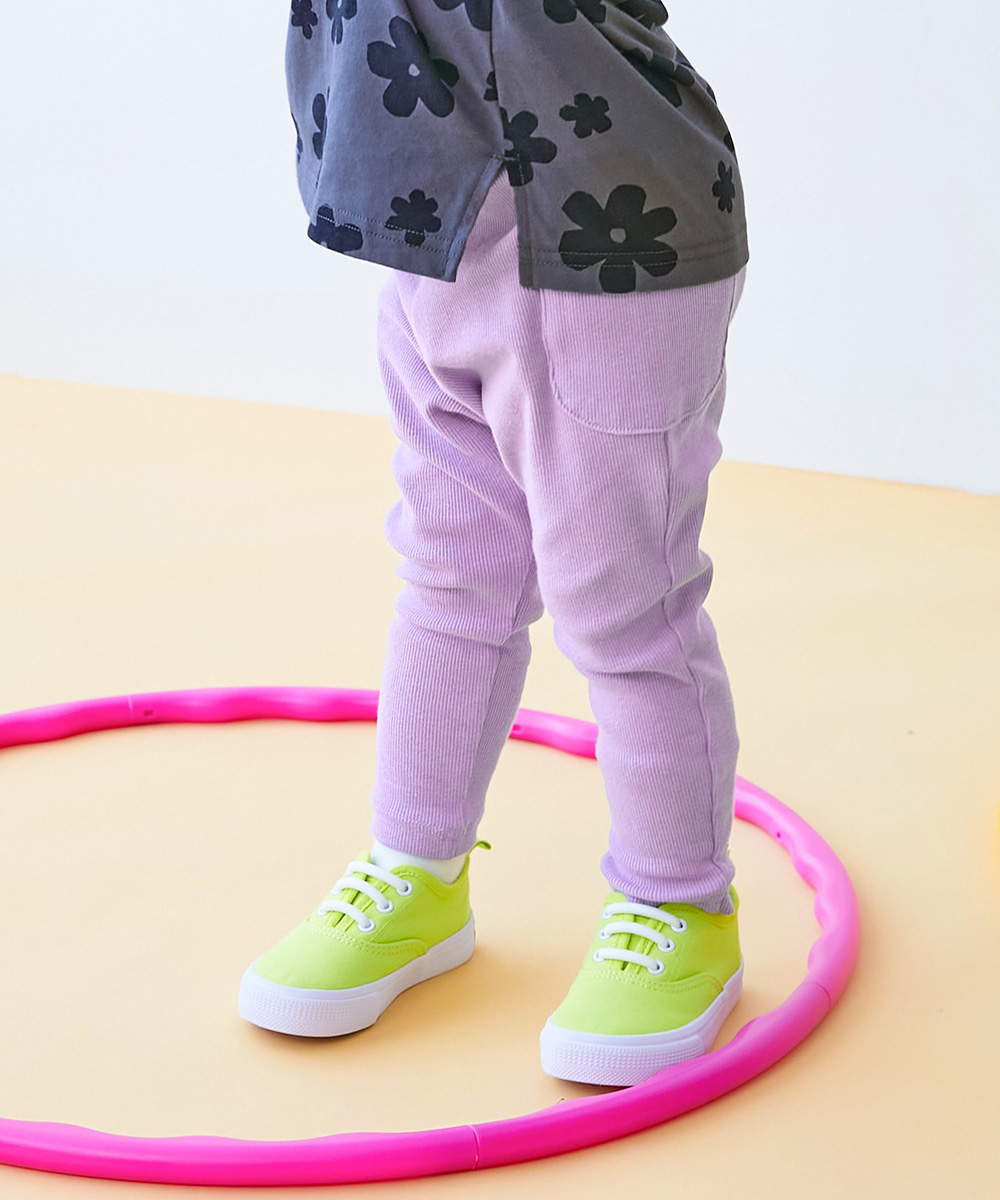 ロングパンツ 長ズボン ボトムス 【EN-JOY】どっちも前だから1人でお着替え カラフル 無地&総柄 リブパンツ キッズ 80cm 90cm 100cm 110cm 120cm 130cm | devirock | 07