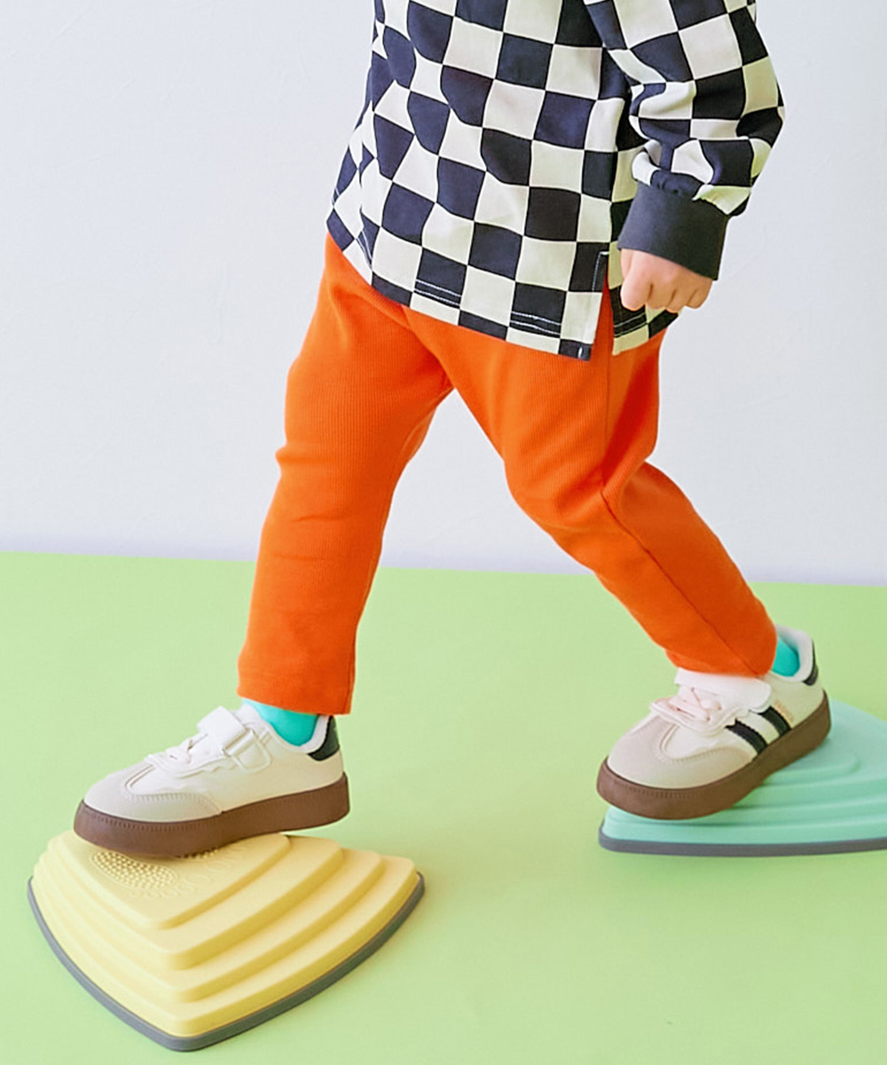 ロングパンツ 長ズボン ボトムス 【EN-JOY】どっちも前だから1人でお着替え カラフル 無地&総柄 リブパンツ キッズ 80cm 90cm 100cm 110cm 120cm 130cm | devirock | 09