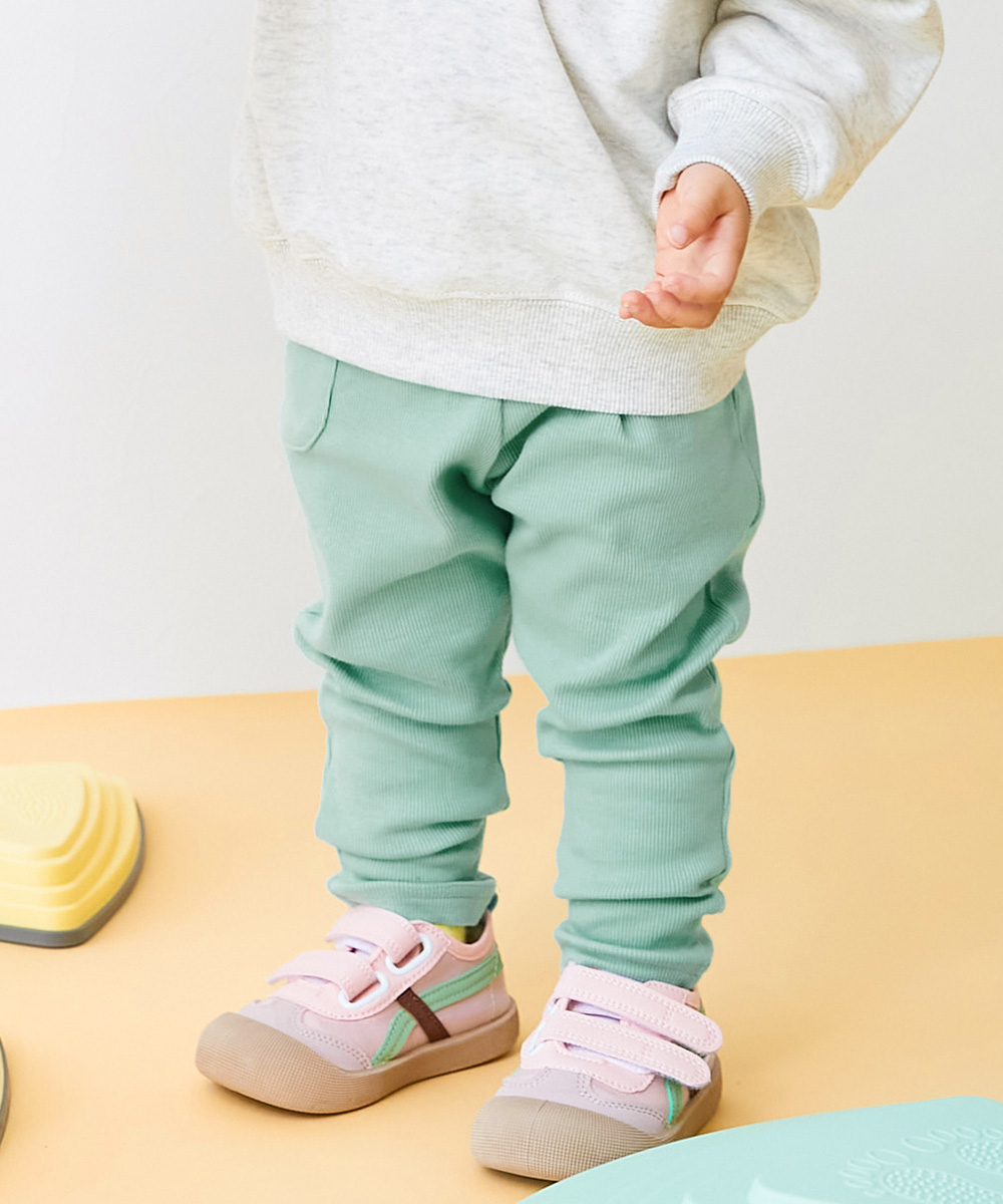 ロングパンツ 長ズボン ボトムス 【EN-JOY】どっちも前だから1人でお着替え カラフル 無地&総柄 リブパンツ キッズ 80cm 90cm 100cm 110cm 120cm 130cm | devirock | 11