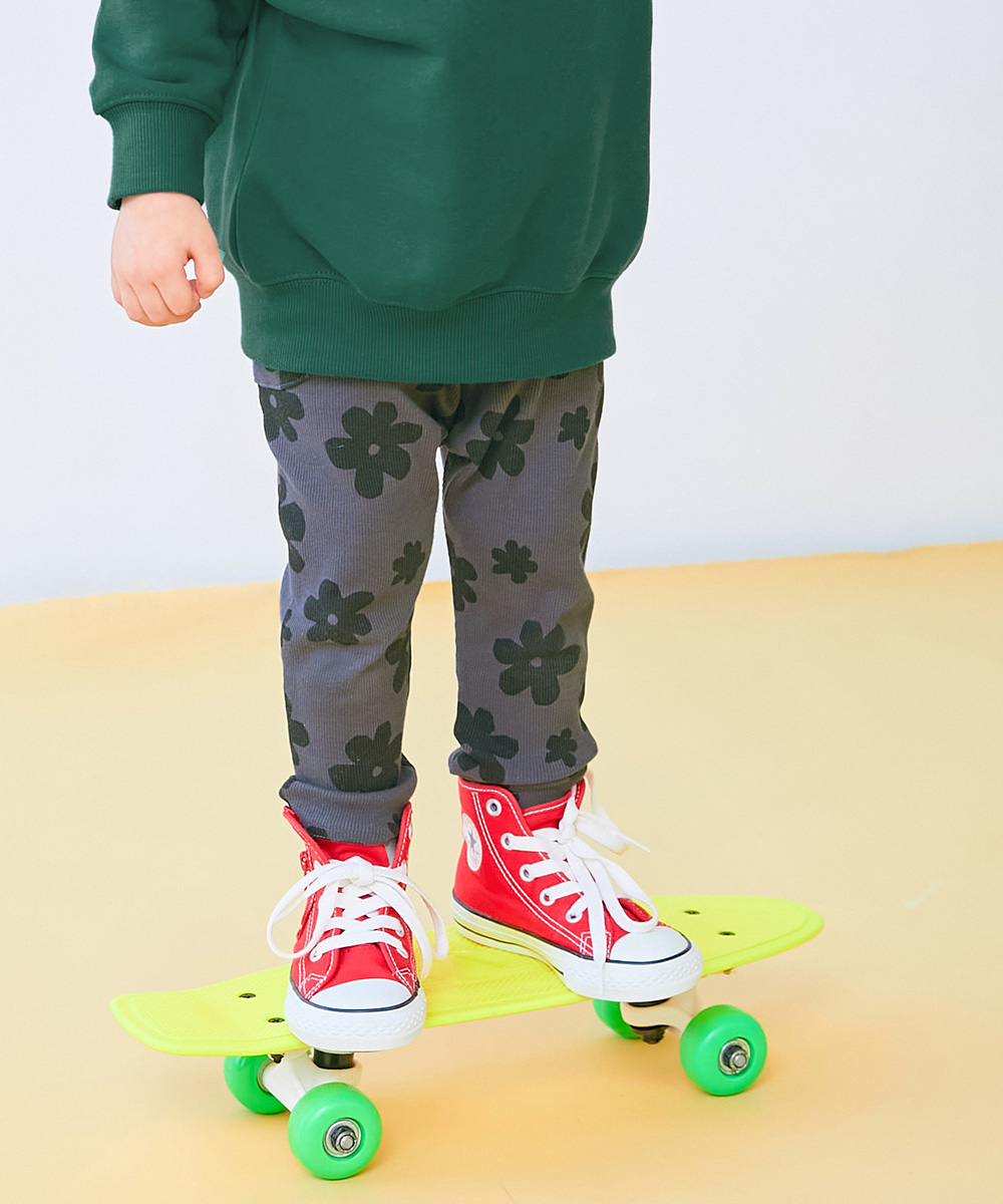 ロングパンツ 長ズボン ボトムス 【EN-JOY】どっちも前だから1人でお着替え カラフル 無地&総柄 リブパンツ キッズ 80cm 90cm 100cm 110cm 120cm 130cm | devirock | 15