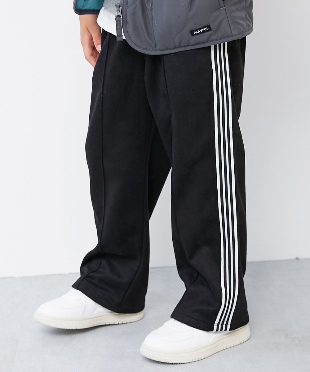 ロングパンツ 長ズボン ボトムス 【セットアップ可能】スウェード調 ストレッチ裏起毛 ライントラックパンツ キッズ 子供服 男の子 女の子  デビロック devirock | devirock | 01