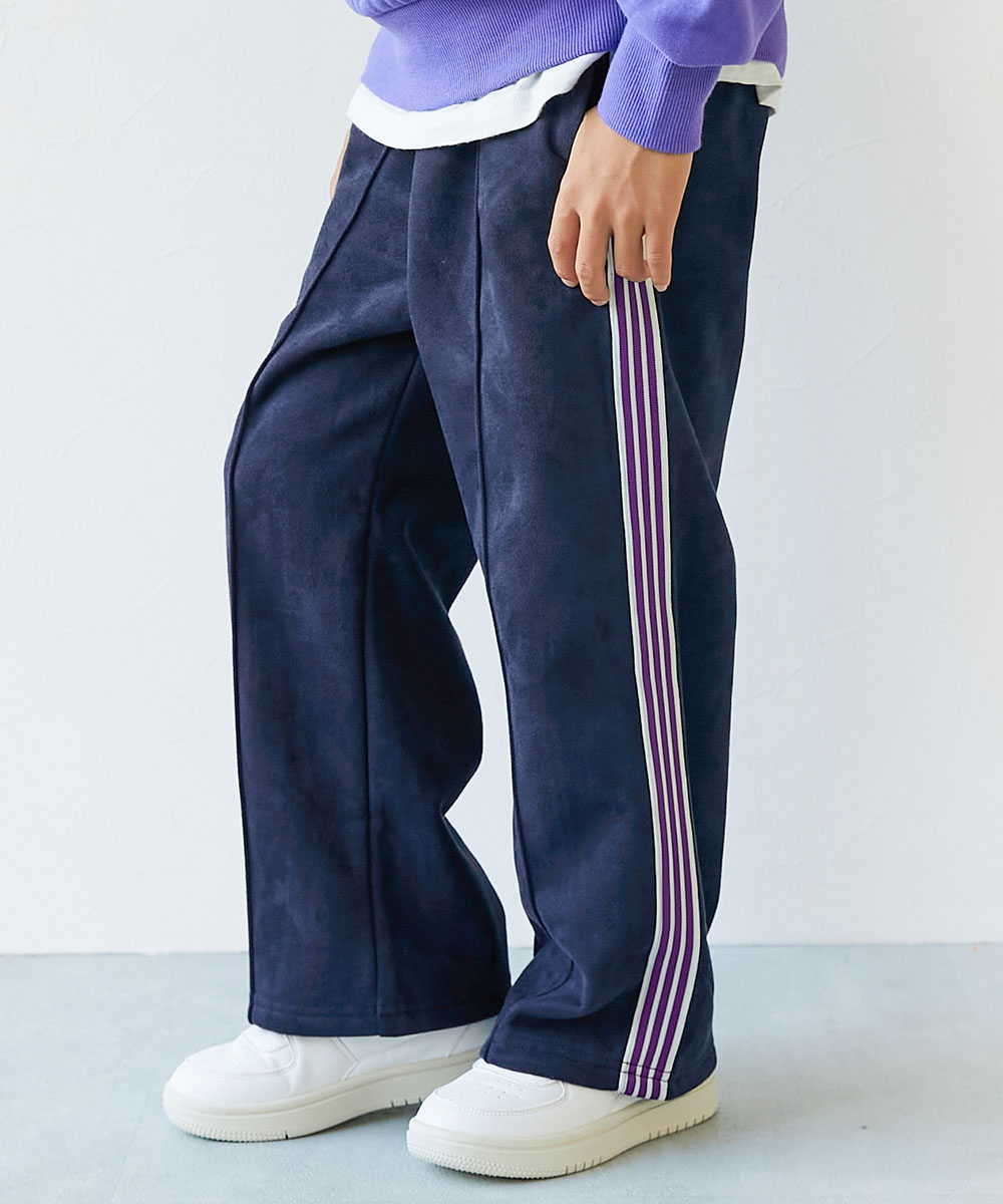 ロングパンツ 長ズボン ボトムス 【セットアップ可能】スウェード調 ストレッチ裏起毛 ライントラックパンツ キッズ 子供服 男の子 女の子  デビロック devirock | devirock | 03
