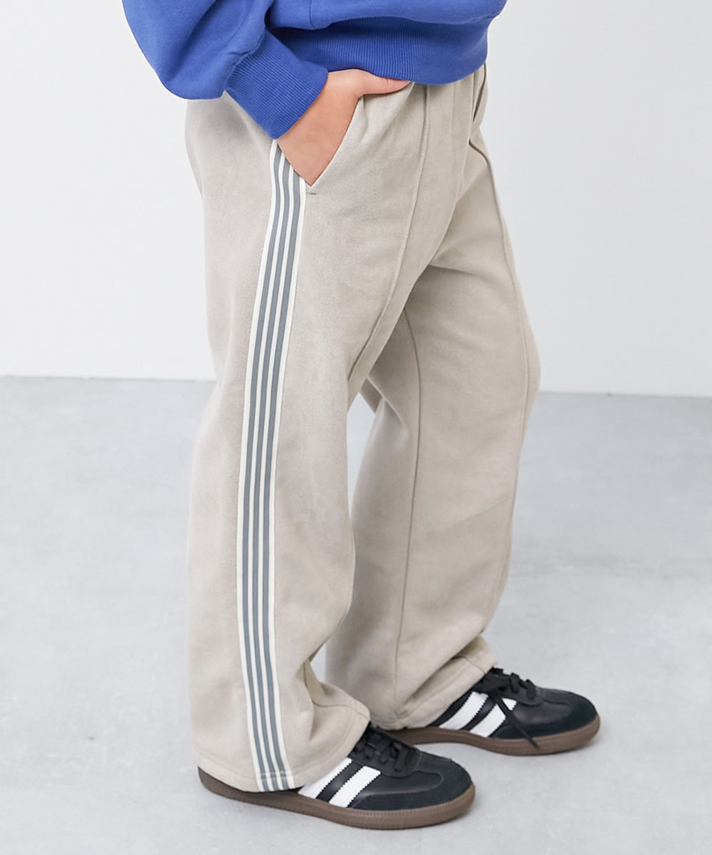 ロングパンツ 長ズボン ボトムス 【セットアップ可能】スウェード調 ストレッチ裏起毛 ライントラックパンツ キッズ 子供服 男の子 女の子  デビロック devirock | devirock | 02