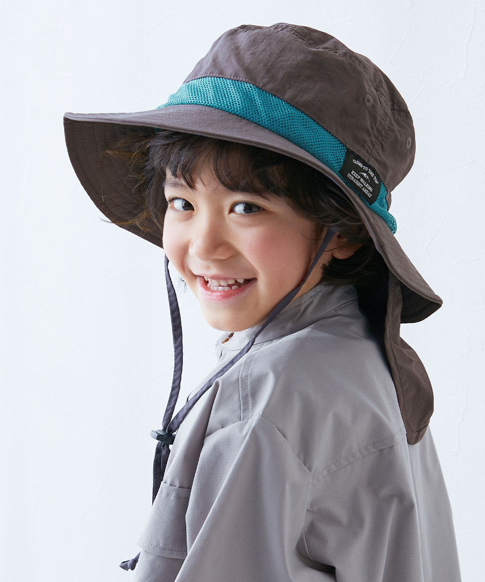 帽子 ハット 保冷剤が入る日よけガード付き 親子で使える 撥水 UVカットフェスハット(水陸両用) キッズ 子供服 男の子 女の子  デビロック devirock | devirock | 02