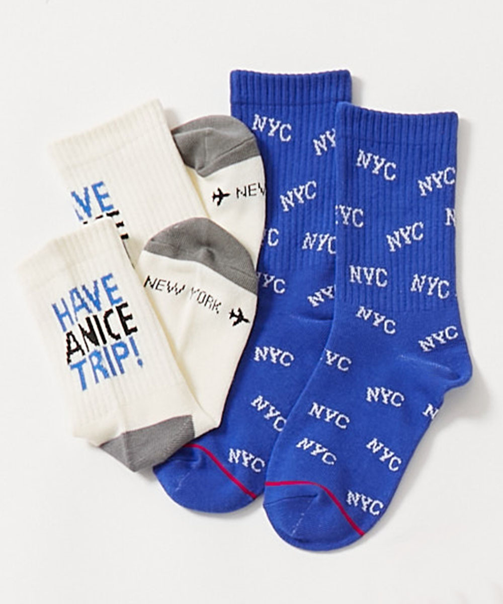 クルーソックス カラーソックス 靴下 【旅するデビロック】モチーフソックス 2足セット キッズ 子供服 男の子 女の子  デビロック devirock | devirock | 01