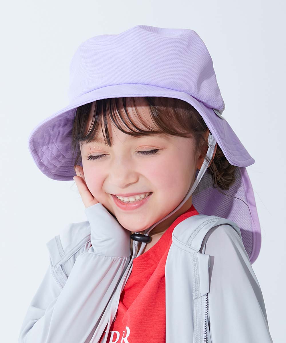通園 通学 小学校 幼稚園 保育園 UVカット アウトドア 帽子 ハット 気化熱のチカラでひんやり 洗える 日よけ付き メッシュ切り替えハット キッズ devirock | devirock | 02