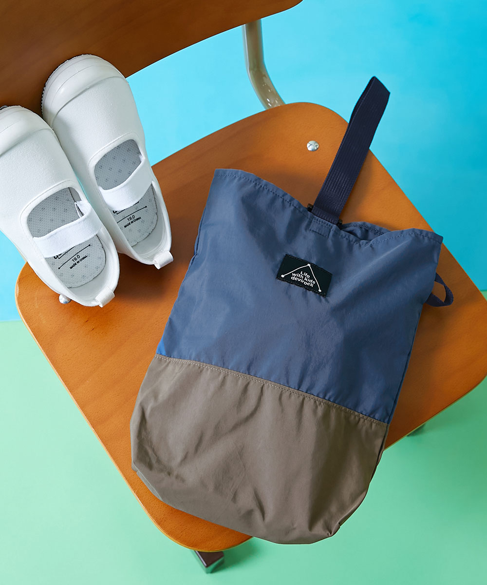 スクールバッグ シューズバッグ 入園 入学 通園 通学 小学校 ランドセルに引っかけやすい バイカラー シューズバッグ 男の子 女の子  デビロック devirock | devirock | 01