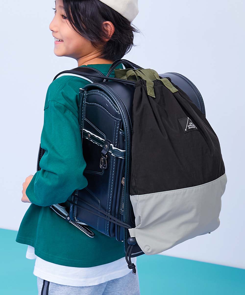スクールバッグ ナップサック 入園 入学 通園 通学 小学校 ランドセルの上から背負える バイカラー ナップサック キッズ 男の子 女の子  デビロック devirock | devirock | 03