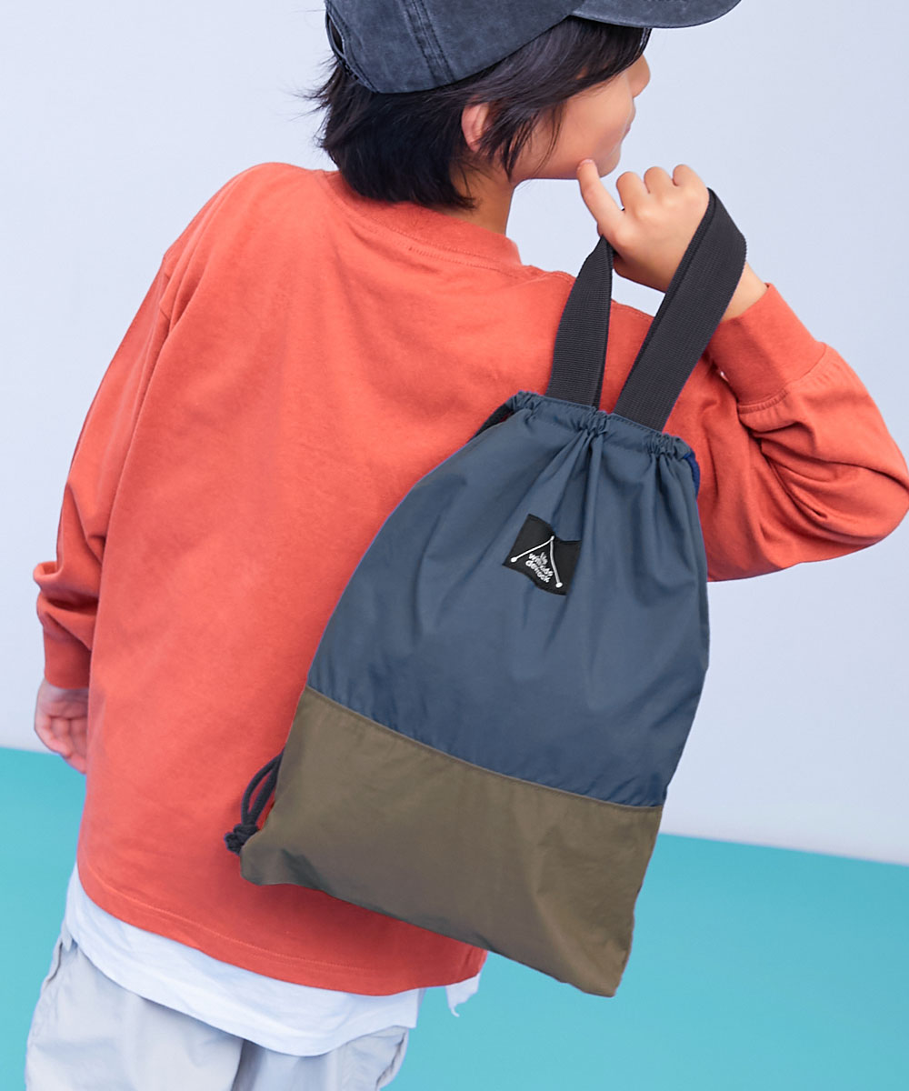 スクールバッグ 巾着 入園 入学 通園 通学 小学校 バイカラー 持ち手付き巾着 キッズ 子供服 男の子 女の子  デビロック devirock | devirock | 01