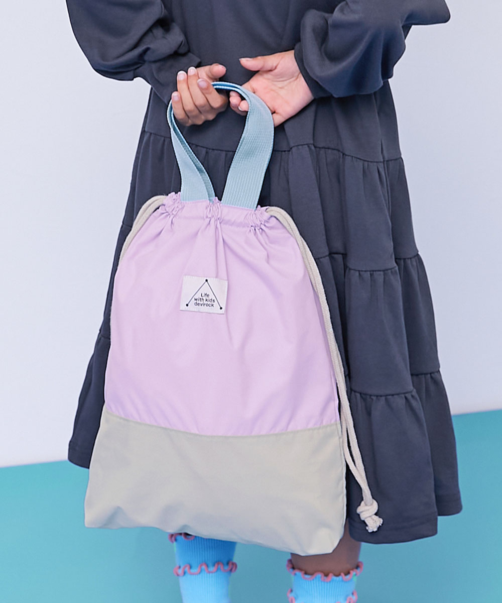 スクールバッグ 巾着 入園 入学 通園 通学 小学校 バイカラー 持ち手付き巾着 キッズ 子供服 男の子 女の子  デビロック devirock | devirock | 05