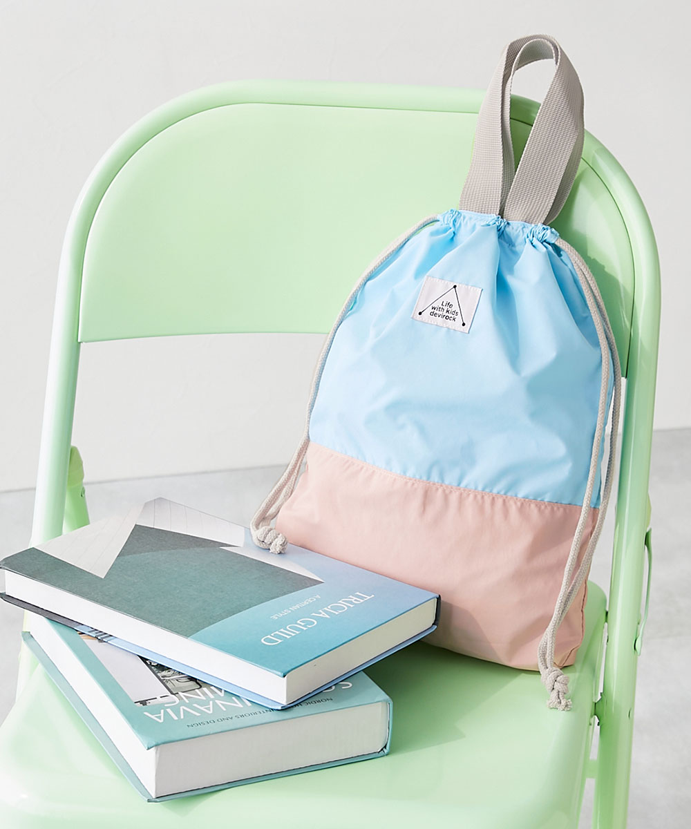 スクールバッグ 巾着 入園 入学 通園 通学 小学校 バイカラー 持ち手付き巾着 キッズ 子供服 男の子 女の子  デビロック devirock | devirock | 06