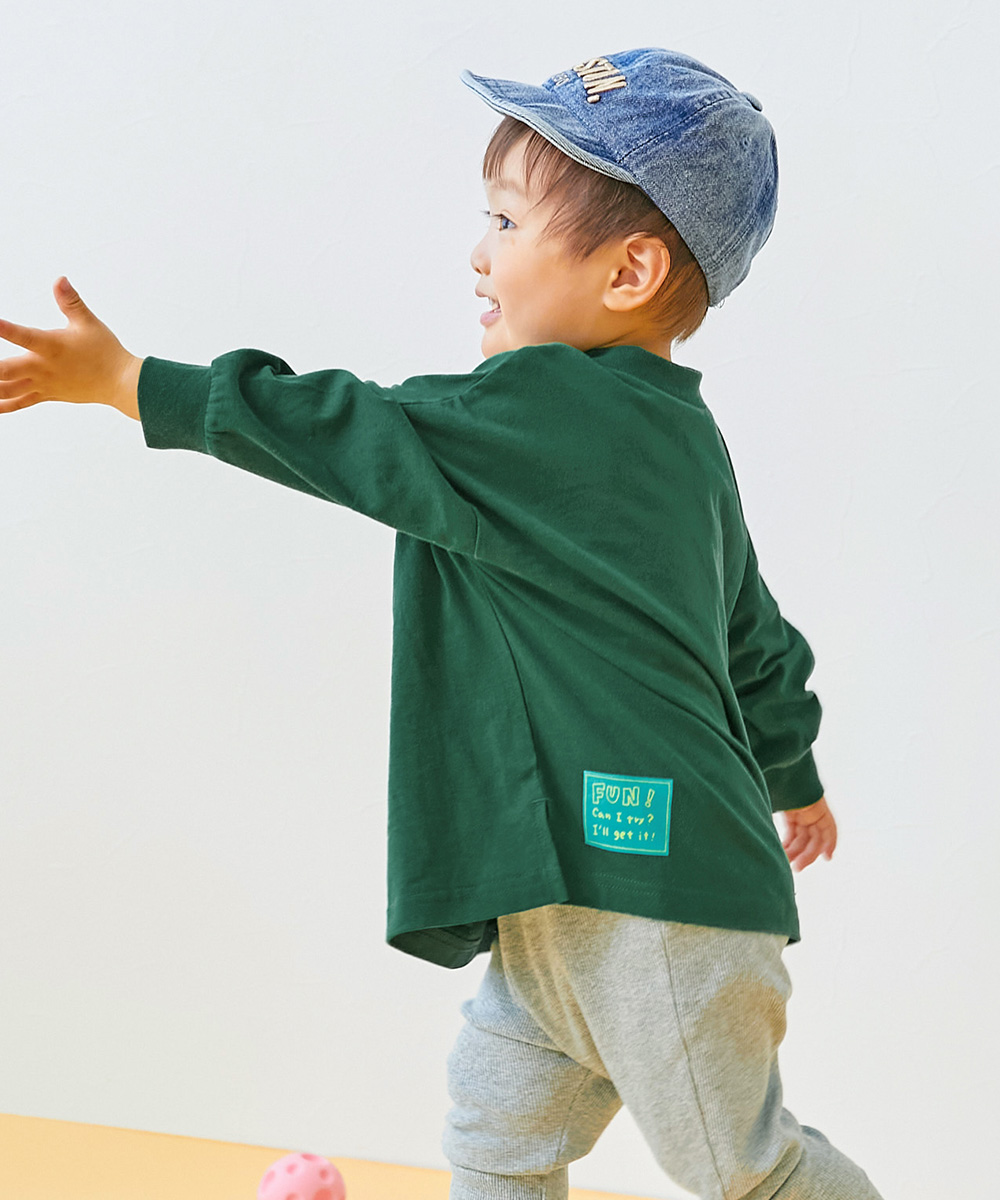 ロンT トップス 【EN-JOY】どっちも前だから1人でお着替え カラフル 長袖Tシャツ キッズ 80cm 90cm 100cm 110cm 120cm 130cm 保育園 幼稚園 通園 | devirock | 09