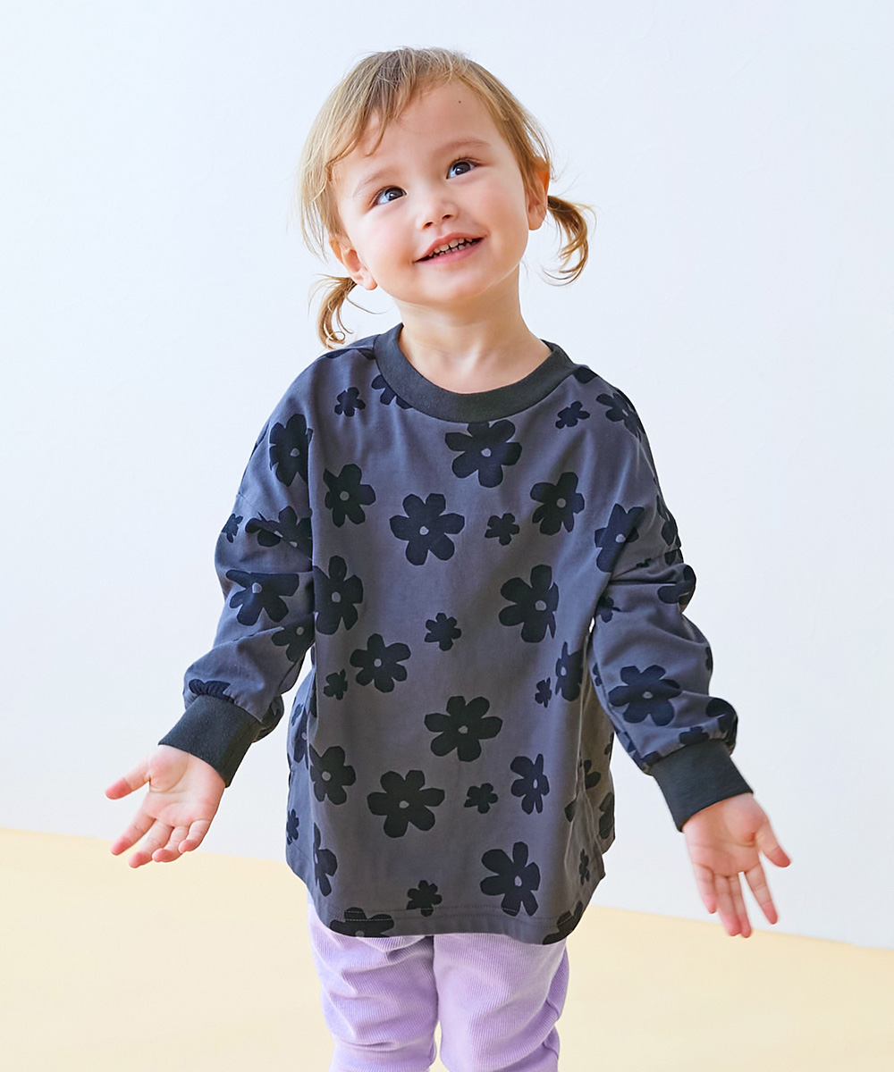 ロンT トップス 【EN-JOY】どっちも前だから1人でお着替え 総柄 長袖Tシャツ キッズ ベビー服 80cm 90cm 100cm 110cm 120cm 130cm 保育園 幼稚園 通園 | devirock | 03