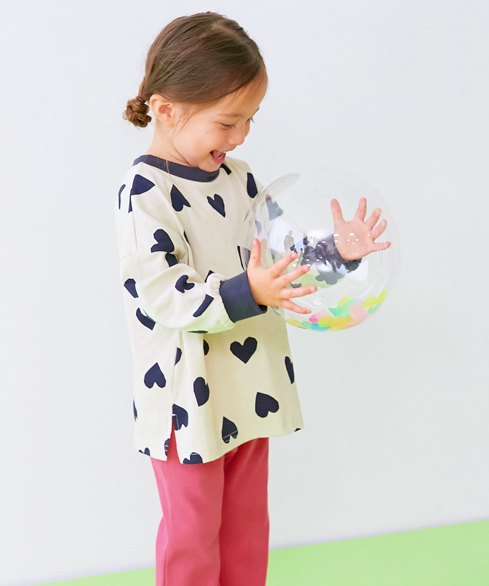 ロンT トップス 【EN-JOY】どっちも前だから1人でお着替え 総柄 長袖Tシャツ キッズ ベビー服 80cm 90cm 100cm 110cm 120cm 130cm 保育園 幼稚園 通園 | devirock | 04