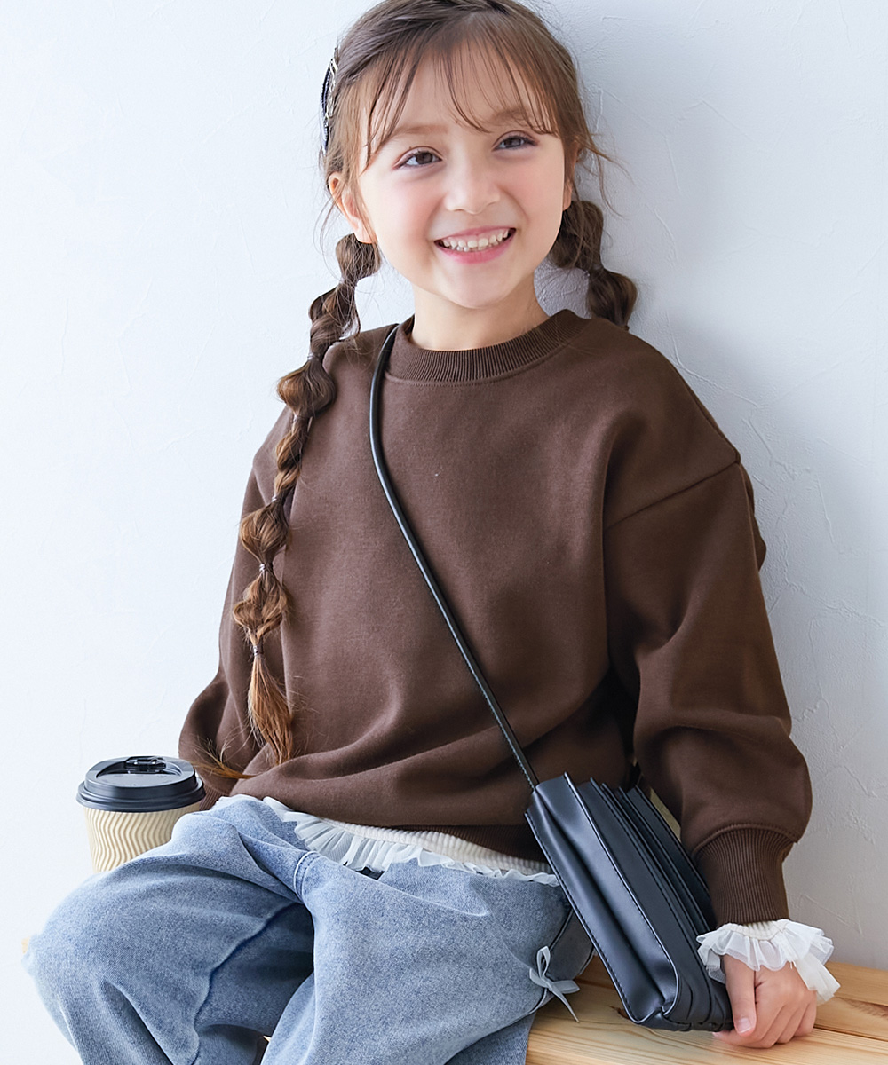 リンクコーデ  おそろい 通園 通学 トップス カラフルスウェット ふっくら裏起毛 無地トレーナー キッズ 子供服 男の子 女の子  デビロック devirock | devirock | 10
