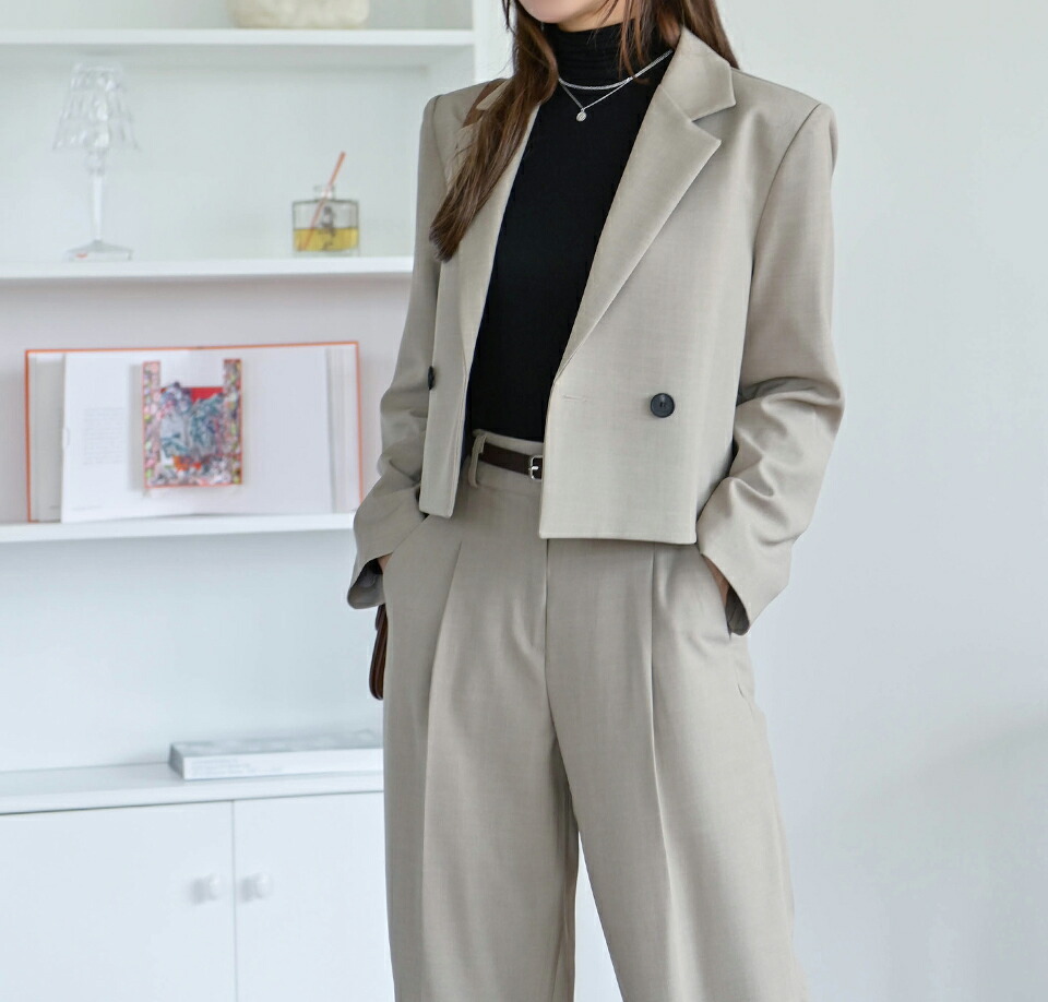 づいて 韓国 大人 オフィス 仕事 フォーマル 秋 冬 Dholic 通販 Paypayモール ファッション アウター ジャケット テーラード カラー 襟 ダブルジャケット 長袖 クロップド丈 ショート丈 レディース Www Blaskogabyggd Is